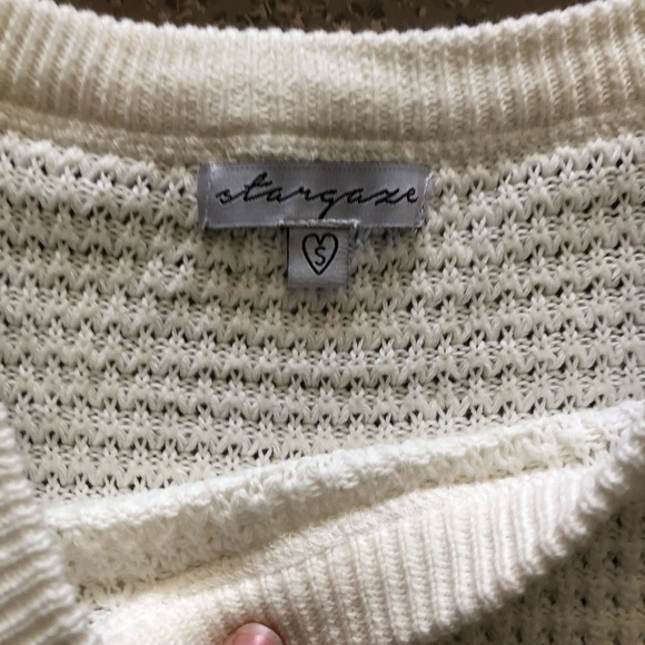 Stargaze white cold shoulder sweater distressed - Picture 4 of 8